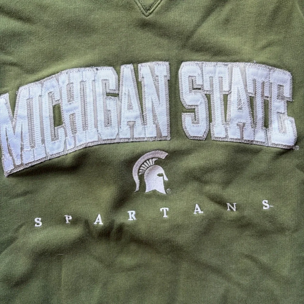 Cadre Athletic Michigan State Spartans Sweatshirt XL Olive Green Vintage Style - Picture 2 of 4